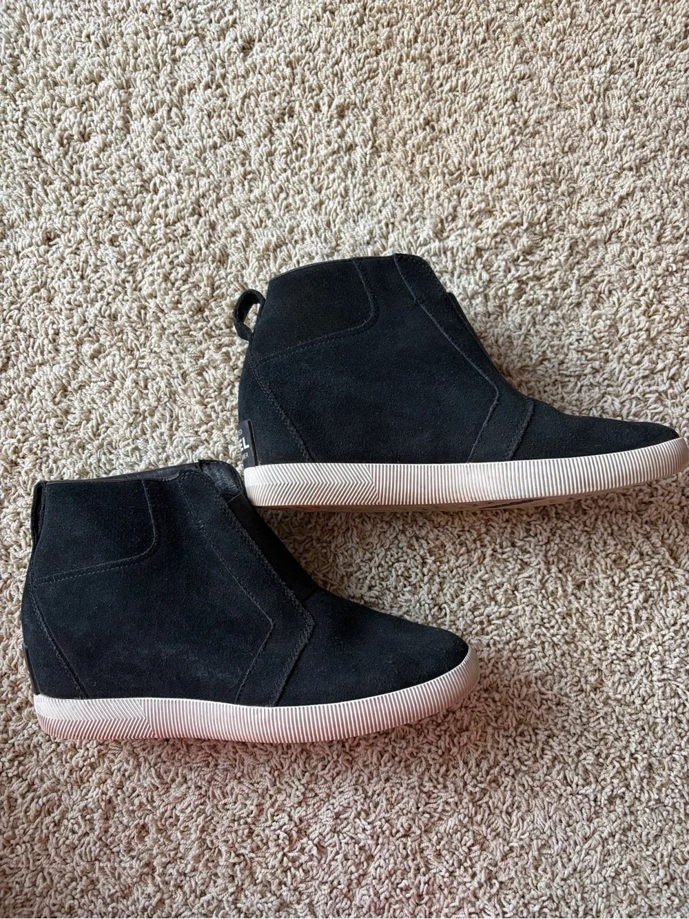Sorel Out N About Women’s Size 11 Black Suede Wedge Pull On Boots Urban